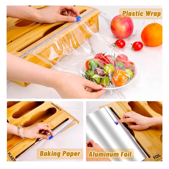 TITETE  6 in 1 Bamboo Ziplock Bag & Plastic Wrap/Foil Storage and Organization - Picture 5 of 10